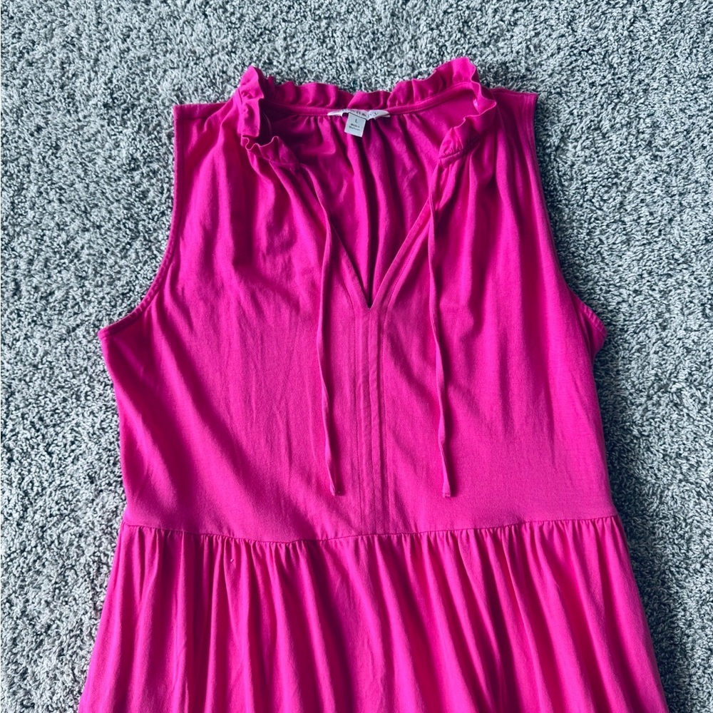 Pink Sleeveless Maxi Dress Maxi Peasant Dress Preppy tiered dress size large - Picture 4 of 9